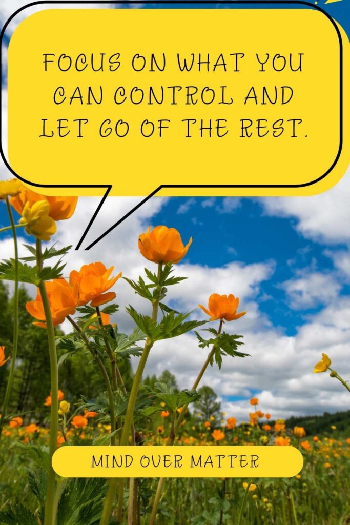 Focus on what you can control and let go of the rest.